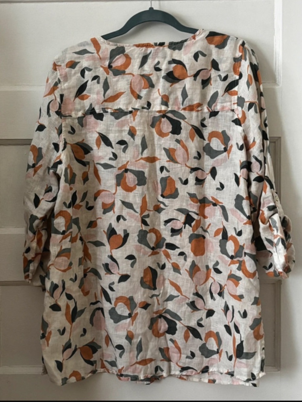 Rachel Zoe Cream Button-Front Floral Print Tunic Blouse, 100% Cotton. Size XL - Picture 3 of 3